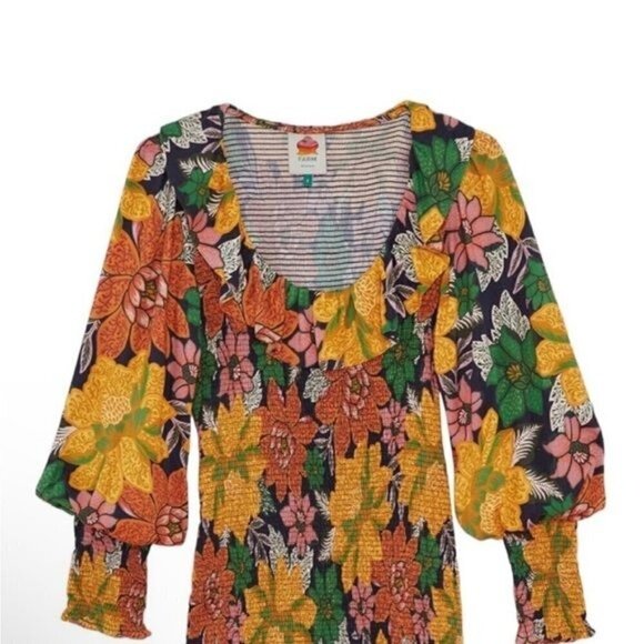 Farm Rio Black  Garden Lenzing Ecovero Viscose Mini Size Small Dress NWT - Picture 8 of 9